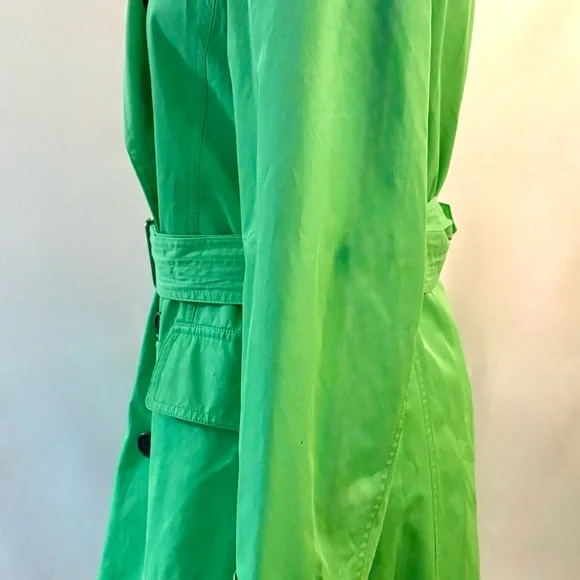 Anne Klein Spring Lime Green Belted Trench Coat - Picture 5 of 12
